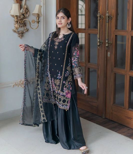 Meer chiffon embroidered 3 pc